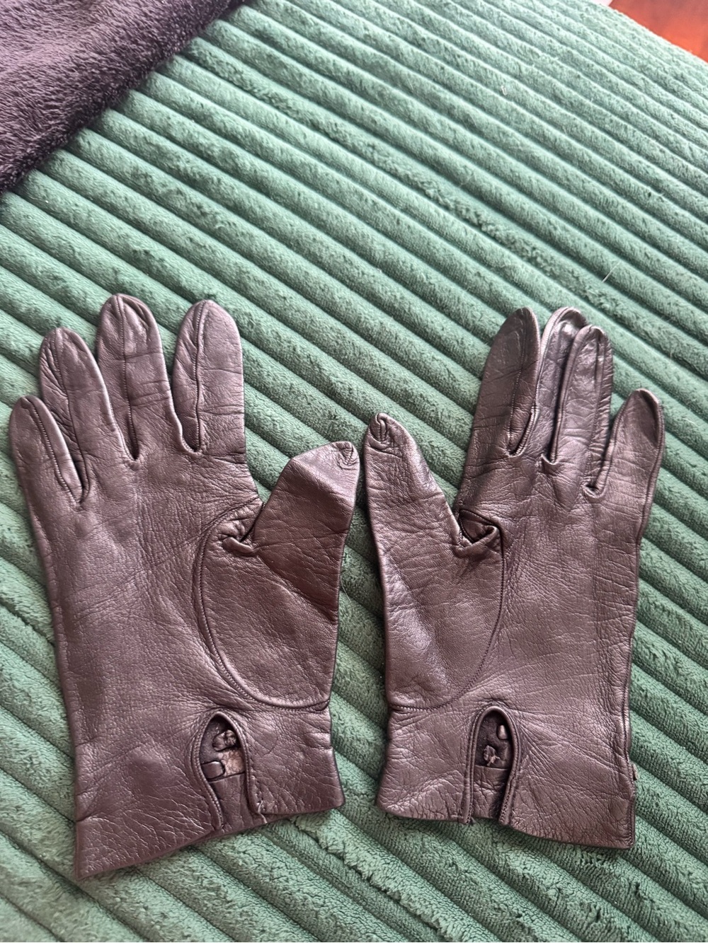 Vintage Black Genuine Leather Gloves Braided Detail Women’s Size 7.5